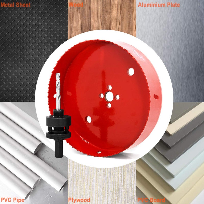 Koopi 6 3/8 inch Hole Saw with Heavy Duty Arbor, 38mm Depth Bi-Metal Hole Cutter, Easily Drilling Wood, Plastic, Plywood, Ceiling, Thin Metal for Recessed Lighting, Can Lights (162mm Dia.) - Image 4